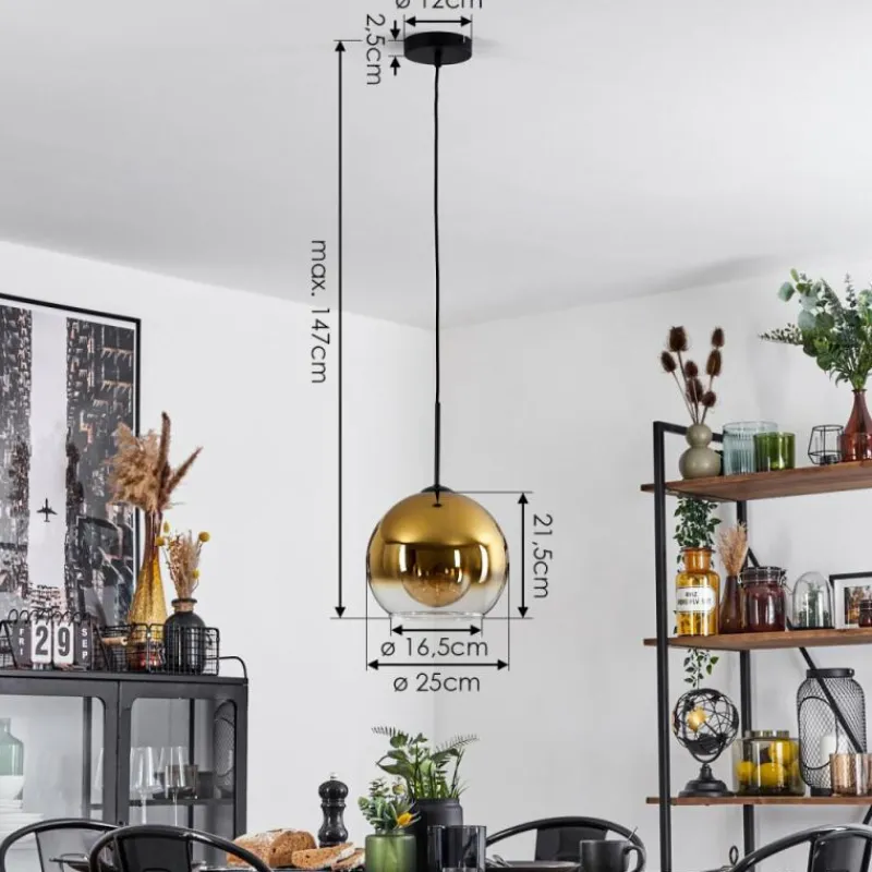 hofstein Suspension Verre 25 cm Koyoto Or, Clair, 1 lumière