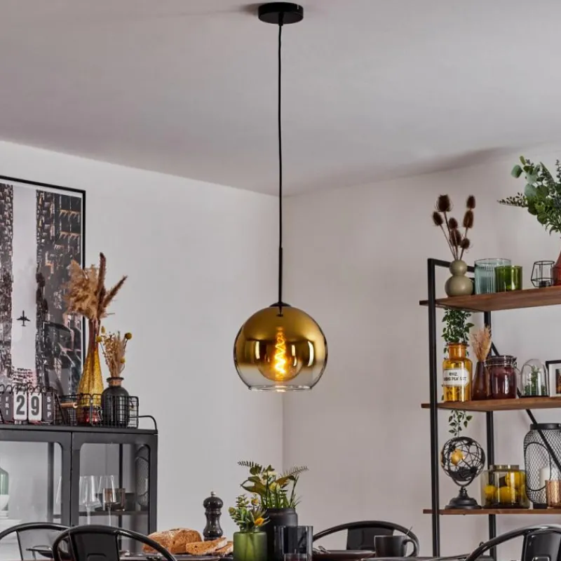 hofstein Suspension Verre 25 cm Koyoto Or, Clair, 1 lumière