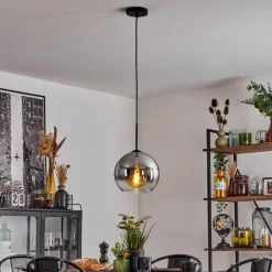 Suspension Verre Fumé-hofstein Suspension Verre 25 cm Koyoto Chrome, Clair, Fumé, 1 lumière