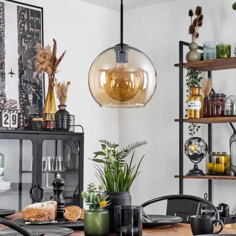 hofstein Suspension Verre 25 cm Koyoto Ambre, 1 lumière