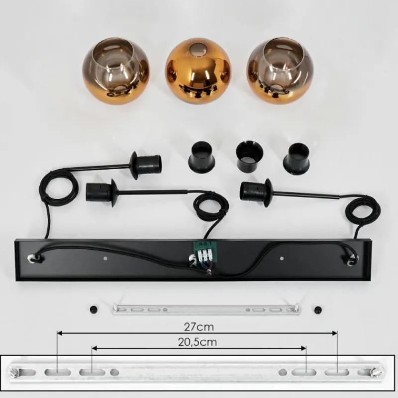 hofstein Suspension Verre 15 cm Koyoto Or, Clair, 3 lumières