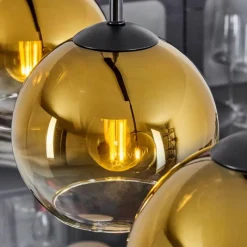 hofstein Suspension Verre 15 cm Koyoto Or, Clair, 3 lumières