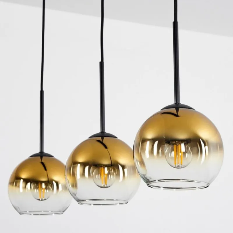 hofstein Suspension Verre 15 cm Koyoto Or, Clair, 3 lumières