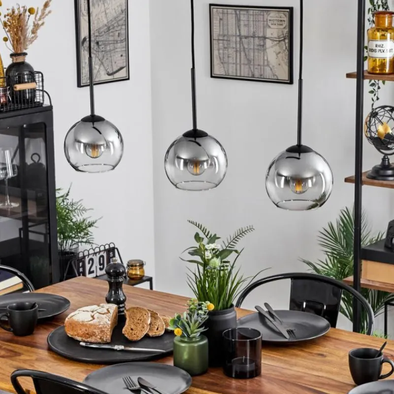 Suspension Verre Fumé-hofstein Suspension Verre 15 cm Koyoto Clair, Fumé, 3 lumières