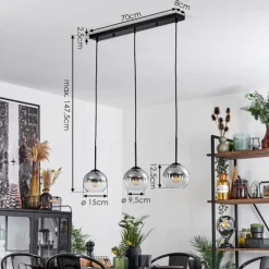 Suspension Verre Fumé-hofstein Suspension Verre 15 cm Koyoto Clair, Fumé, 3 lumières