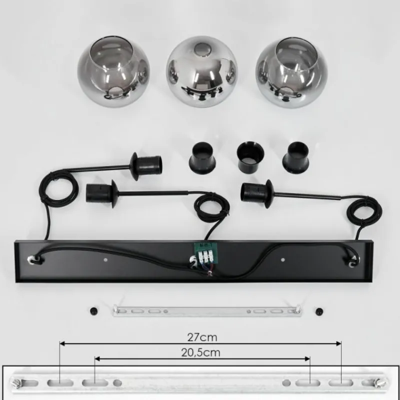 Suspension Verre Fumé-hofstein Suspension Verre 15 cm Koyoto Clair, Fumé, 3 lumières