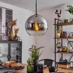 Suspension Verre Fumé-hofstein Suspension Verre 30 cm Koyoto Chrome, Clair, Fumé, 1 lumière