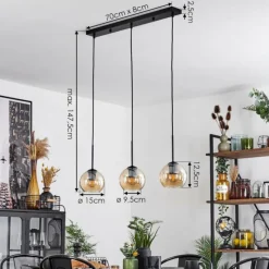 hofstein Suspension Verre 15 cm Koyoto Ambre, 3 lumières