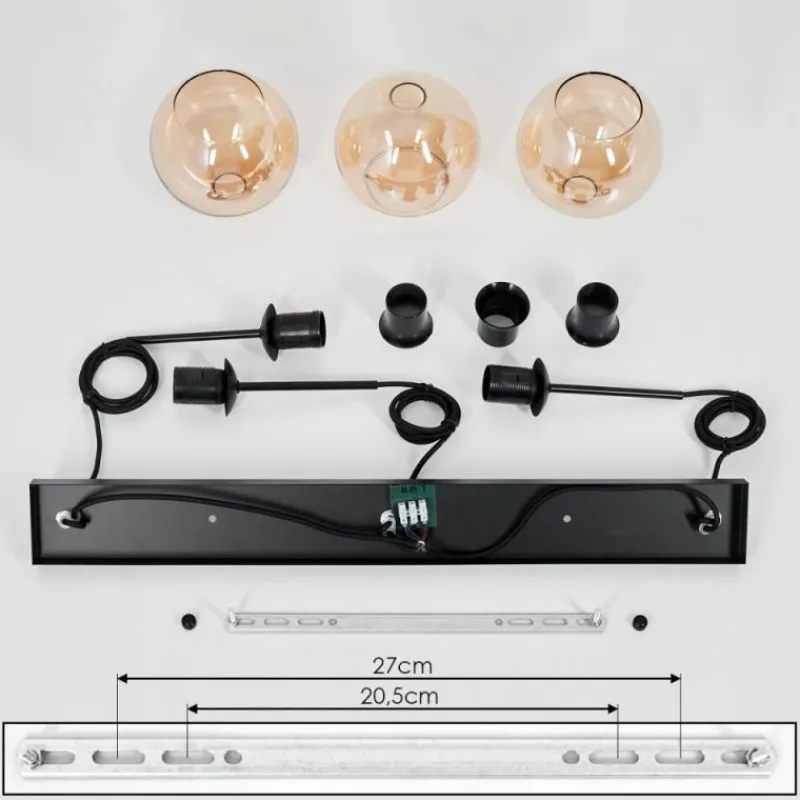 hofstein Suspension Verre 15 cm Koyoto Ambre, 3 lumières