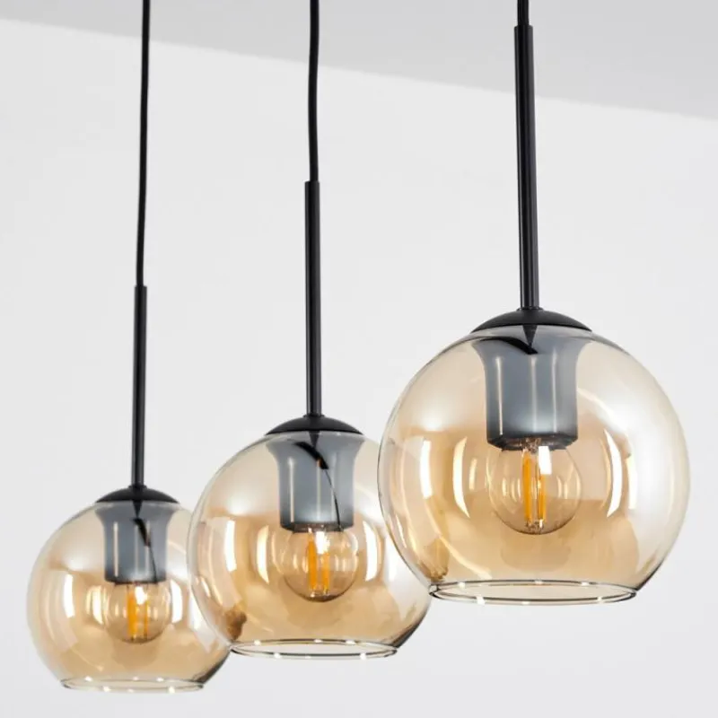 hofstein Suspension Verre 15 cm Koyoto Ambre, 3 lumières