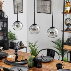 Suspension Verre Fumé-hofstein Suspension Verre 15 cm Koyoto Chrome, Clair, Fumé, 3 lumières