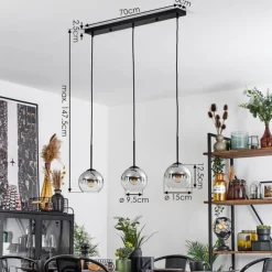 Suspension Verre Fumé-hofstein Suspension Verre 15 cm Koyoto Chrome, Clair, Fumé, 3 lumières