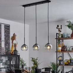 Suspension Verre Fumé-hofstein Suspension Verre 15 cm Koyoto Chrome, Clair, Fumé, 3 lumières