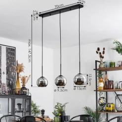 Suspension Verre Fumé-hofstein Suspension Verre 15 cm Koyoto Chrome, Fumé, 3 lumières