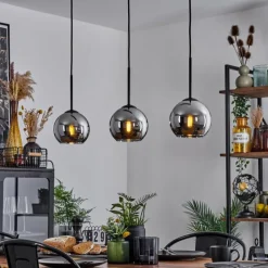 Suspension Verre Fumé-hofstein Suspension Verre 15 cm Koyoto Chrome, Fumé, 3 lumières