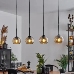 hofstein Suspension Verre 15 cm Koyoto Ambre, 4 lumières