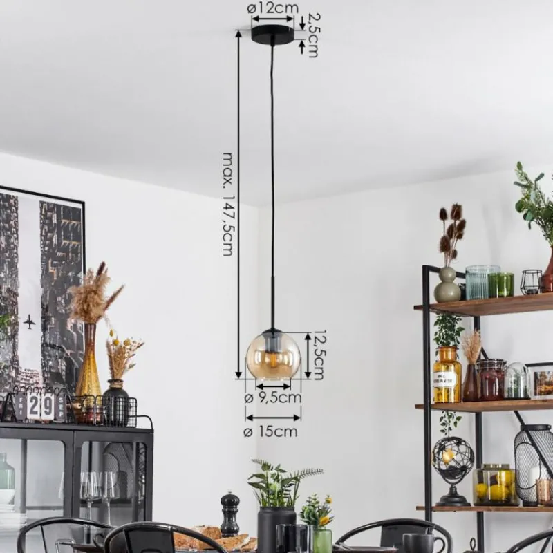 hofstein Suspension Verre 15 cm Koyoto Ambre, 1 lumière