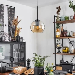 hofstein Suspension Verre 15 cm Koyoto Ambre, 1 lumière