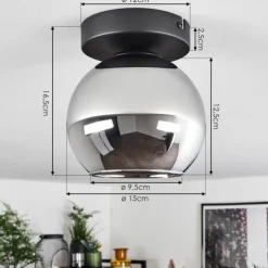 Suspension Verre Fumé-hofstein Suspension Verre 15 cm Koyoto Chrome, Fumé, 1 lumière