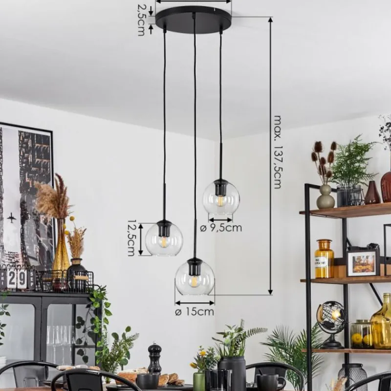 hofstein Suspension Verre 15 cm Koyoto Clair, 3 lumières