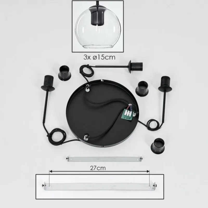 hofstein Suspension Verre 15 cm Koyoto Clair, 3 lumières
