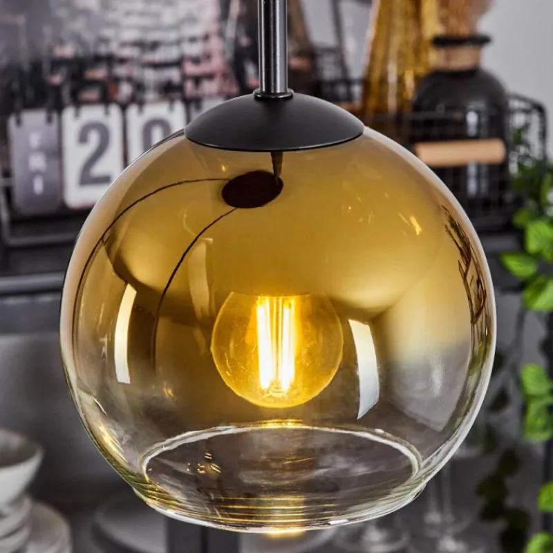 hofstein Suspension Verre 15 cm Koyoto Or, Clair, 3 lumières