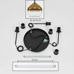 hofstein Suspension Verre 15 cm Koyoto Or, Clair, 3 lumières