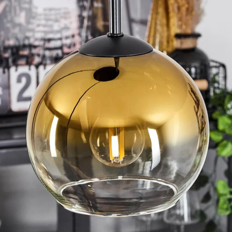 hofstein Suspension Verre 15 cm Koyoto Or, Clair, 3 lumières