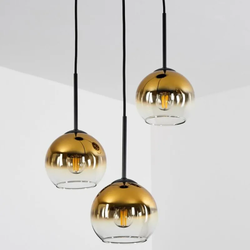 hofstein Suspension Verre 15 cm Koyoto Or, Clair, 3 lumières