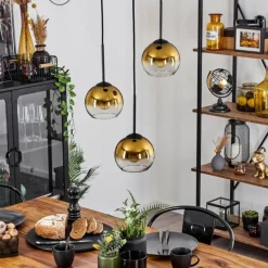 hofstein Suspension Verre 15 cm Koyoto Or, Clair, 3 lumières