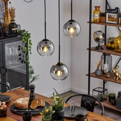 Suspension Verre Fumé-hofstein Suspension Verre 15 cm Koyoto Chrome, Clair, Fumé, 3 lumières