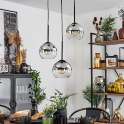 Suspension Verre Fumé-hofstein Suspension Verre 15 cm Koyoto Chrome, Clair, Fumé, 3 lumières