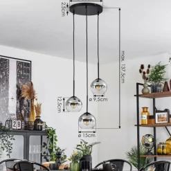 Suspension Verre Fumé-hofstein Suspension Verre 15 cm Koyoto Chrome, Clair, Fumé, 3 lumières