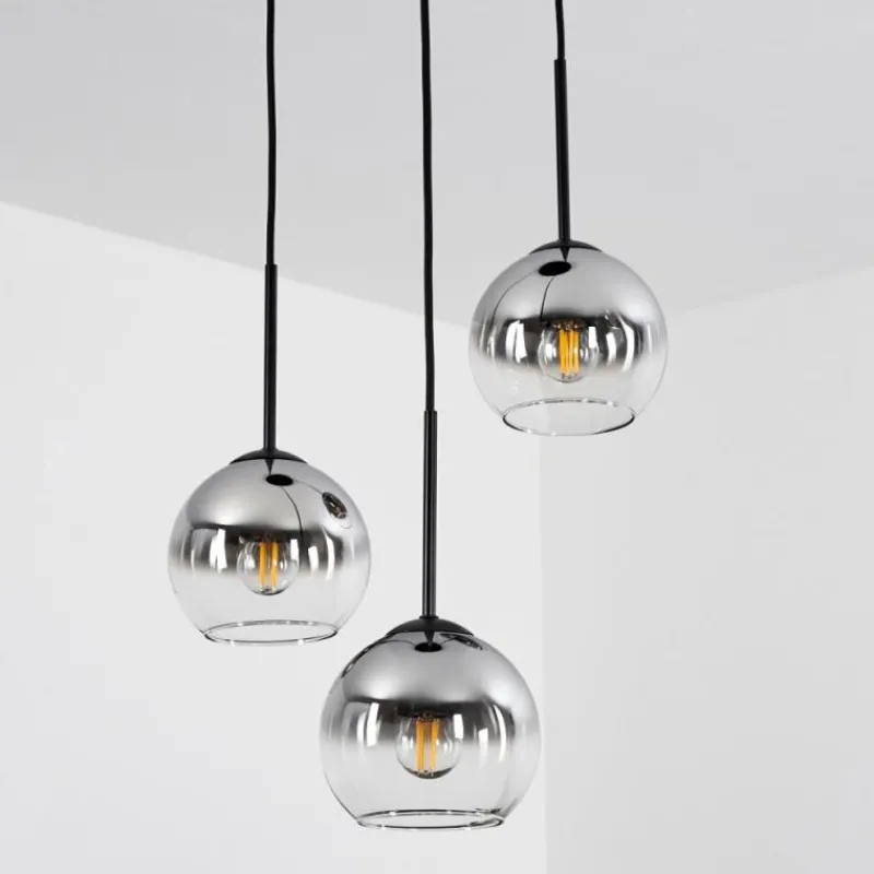 Suspension Verre Fumé-hofstein Suspension Verre 15 cm Koyoto Chrome, Clair, Fumé, 3 lumières