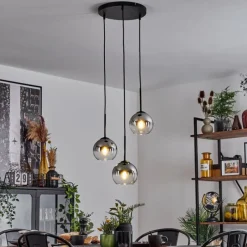 Suspension Verre Fumé-hofstein Suspension Verre 15 cm Koyoto Chrome, Clair, Fumé, 3 lumières