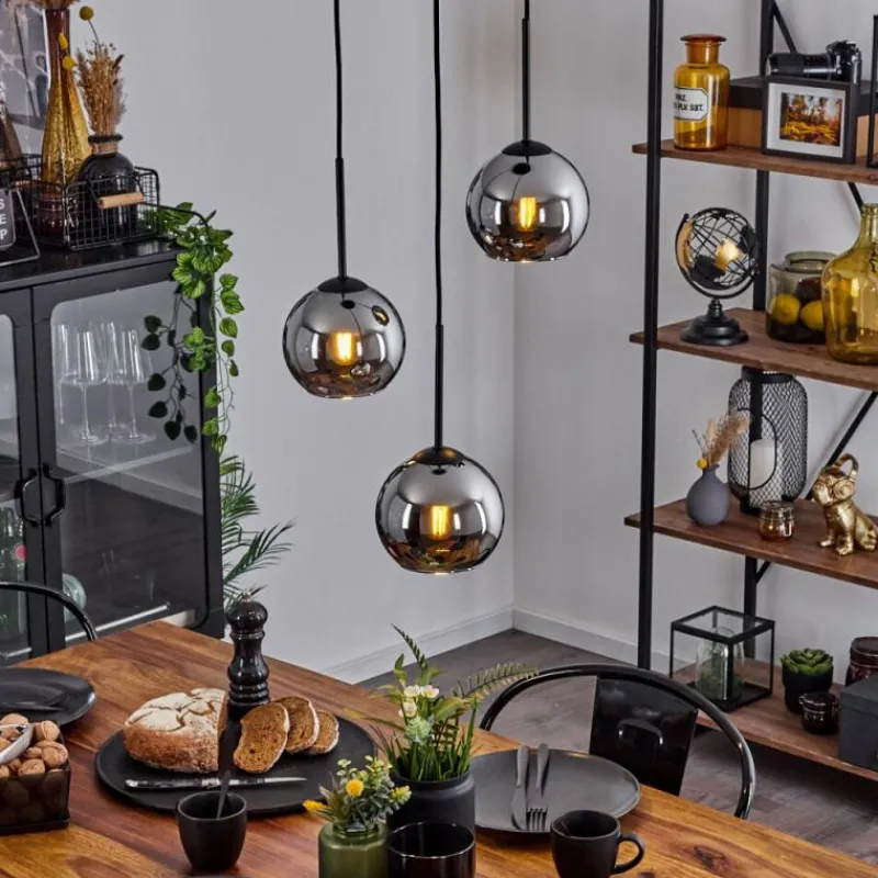 Suspension Verre Fumé-hofstein Suspension Verre 15 cm Koyoto Chrome, Fumé, 3 lumières