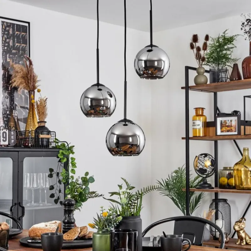 Suspension Verre Fumé-hofstein Suspension Verre 15 cm Koyoto Chrome, Fumé, 3 lumières