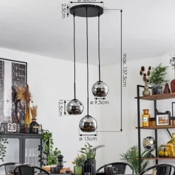 Suspension Verre Fumé-hofstein Suspension Verre 15 cm Koyoto Chrome, Fumé, 3 lumières