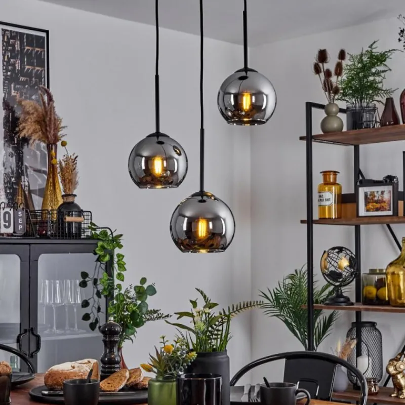 Suspension Verre Fumé-hofstein Suspension Verre 15 cm Koyoto Chrome, Fumé, 3 lumières