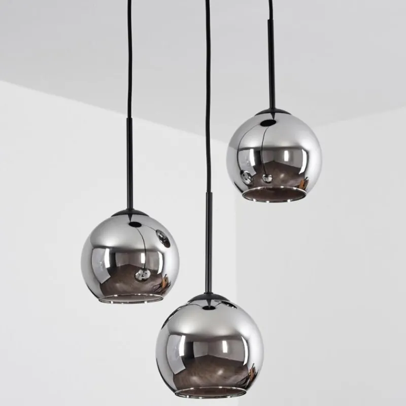 Suspension Verre Fumé-hofstein Suspension Verre 15 cm Koyoto Chrome, Fumé, 3 lumières