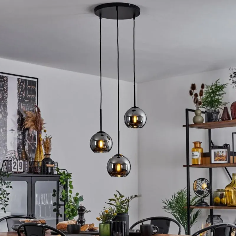 Suspension Verre Fumé-hofstein Suspension Verre 15 cm Koyoto Chrome, Fumé, 3 lumières