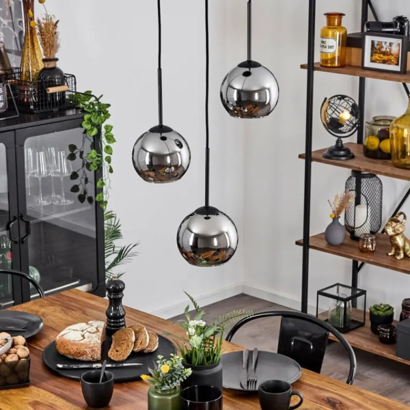 Suspension Verre Fumé-hofstein Suspension Verre 15 cm Koyoto Chrome, Fumé, 3 lumières