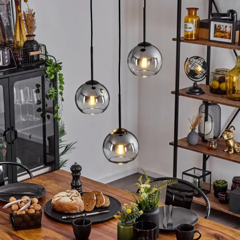 Suspension Verre Fumé-hofstein Suspension Verre 15 cm Koyoto Clair, Fumé, 3 lumières