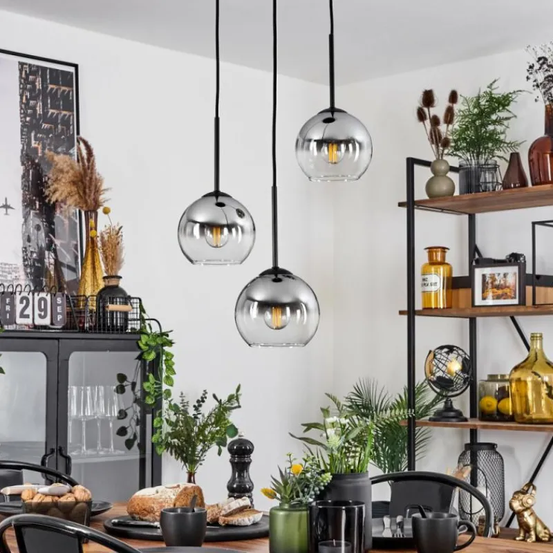 Suspension Verre Fumé-hofstein Suspension Verre 15 cm Koyoto Clair, Fumé, 3 lumières