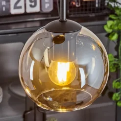 hofstein Suspension Verre 15 cm Koyoto Ambre, 3 lumières