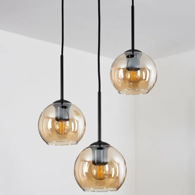 hofstein Suspension Verre 15 cm Koyoto Ambre, 3 lumières