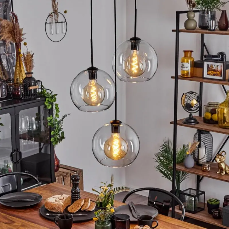 hofstein Suspension Verre 25 cm Koyoto Clair, 3 lumières