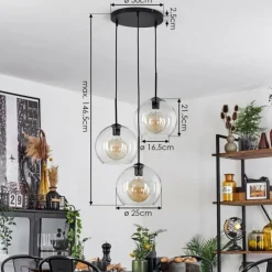 hofstein Suspension Verre 25 cm Koyoto Clair, 3 lumières