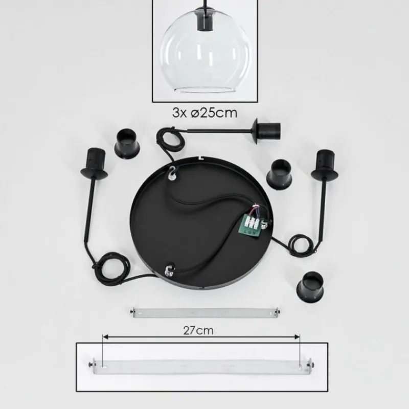 hofstein Suspension Verre 25 cm Koyoto Clair, 3 lumières