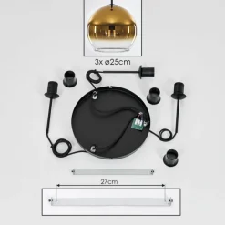 hofstein Suspension Verre 25 cm Koyoto Or, Clair, 3 lumières